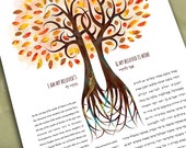Ketubah Tree || Double Tree of Love in Fall Colors || Reform Ketubah, Interfaith Ketubah, Egalitarian ketubah, LGBTQ+, Garden Ketubah