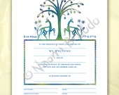 Digital/Editable download B'rit Milah Certificate || Biblical Animals and Flowers || pdf Form | Baby Gift | Print at Home | Baby Naming