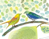 Ketubah Signing Tree || Love Birds || Quaker Vows, Reform Ketubah, Interfaith Ketubah, Egalitarian ketubah, LGBTQ+, Wedding vows, Outdoor