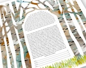 Modern Ketubah || Summer, Fall Birch Chuppah || Minimal Design, Fall Wedding, Garden Wedding, Reform, Secular Ceremony, Interfaith, LGBTQ+