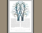 Ketubah Tree || Winter Wedding Double Tree Embrace || Tree of Life, Reform Ketubah, Interfaith Ketubah, Egalitarian ketubah, LGBTQ+