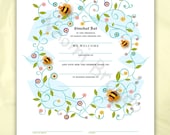 Digital/Editable Download | Simchat Bat Certificate | Baby naming || bees || Judaica Gift | Star of David