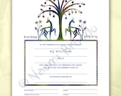 Digital/Editable download B'rit Milah Certificate, Biblical Animals and Flowers, pdf form, purple