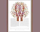 Modern Fall Ketubah Tree || Embrace in Warm Tones || Fall Garden themed ketubah for Reform, Interfaith, ketubah, LGBTQ+ unions,