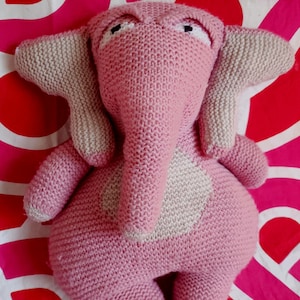 RARE hand knitted &quot;Johnson&quot; Elephant from ABC kids &quot;Johnson and Friends&quot;, 1990s.