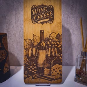 Laser Engraved Bamboo Wine and Cheese Serving Board: Rustic Entertaining Platter