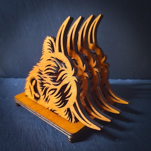 Highland Cow Coaster Set with Holder: Rustic Wood Decor