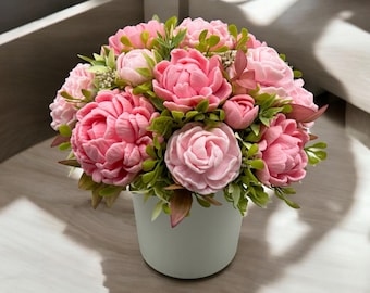 Ramo de flores de jabón de peonía rosa – Regalo decorativo elegante