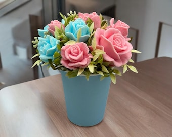 Scented Soap Flower Bouquet – Handmade Floral Gift in Paper Vase