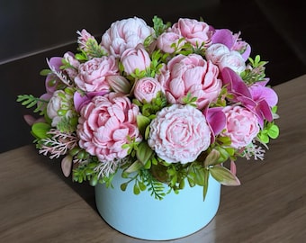 Peony Soap Flower Arrangement – Long-Lasting Floral Gift