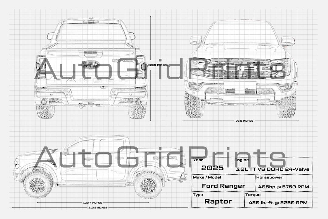 Ford Ranger Raptor Poster Wall Art Cool Racing Home Decoration Digital ...