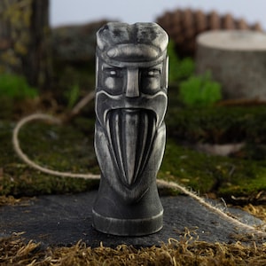 Rod Figurine – 4.7&quot; Black Wooden Slavic God of Fate and Origin, Traditional Pagan Symbol, Spiritual Gift or Decor for Ancestral Connection.