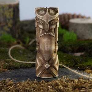 Brown Svarog Figurine 4.7 inches – Wooden Slavic God Statue, Pagan Symbol of Flame and Order, Traditional Sacred Decor or Spiritual Gift.