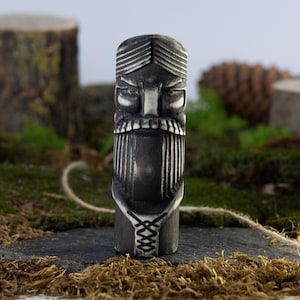Perun Figurine – 4.7&quot; Black Wooden Slavic God of Thunder and Strength, Traditional Pagan Figurine Pagan Figure, Powerful Decor or Gift.