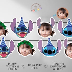 Stitch Banner Custom Photo Hawaiian Party Garland Princess Lilow Buntings Stitch Island Girl Decor Blue Alien Party Banners
