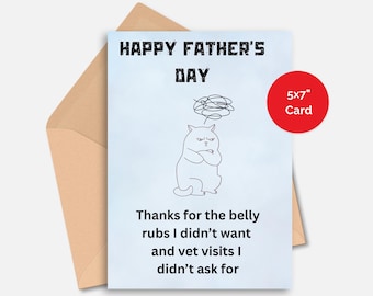 Happy Father's Day Funny Cat Card 5x7 Printable