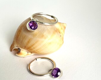 Amethyst und Silber Creolen