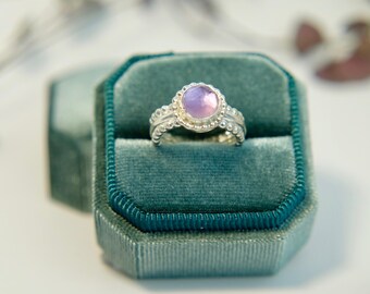 Perle gesichert Amethyst Sterling Silber Ring