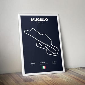 Mugello Circuit track kaart poster, Italië Racing Circuit afdrukbare muurkunst, moderne motorsport layout decor, Grand Prix digitale download