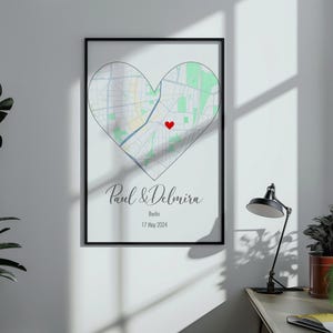 Benutzerdefinierte Herz Karte Poster, personalisierte Paar Position Druck mit Namen und Datum, digitale Wandkunst für Hochzeit, Verlobung, Jahrestag Geschenk