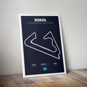 Sokol International Race Track kaart poster, Kazachstan racecircuit afdrukbare muurkunst, moderne motorsport layout decor, digitale download