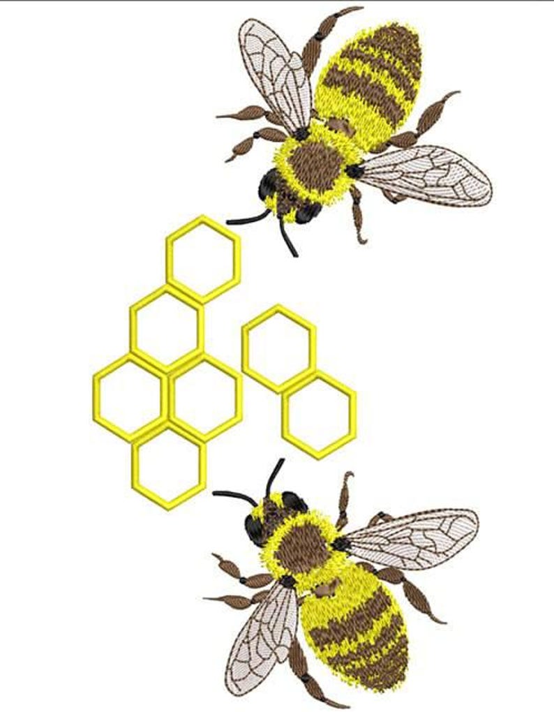 Bee and Honeycomb Embroidery Design | Machine Embroidery File | Bee ...