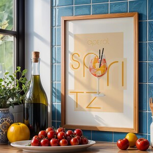 Aperol Spritz Print, Cocktail Wall Art, Bar Cart Decor, Digital Download Kitchen Print, Italian Aperitivo Art, Modern Dining Room Decor