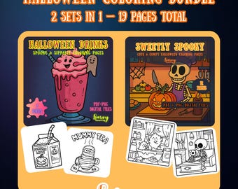 Halloween Coloring Pages | Spooky Drinks & Characters (PDF + PNG)