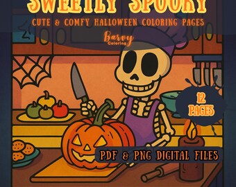 Halloween Coloring Book | 12 Sweetly Spooky Designs (PDF + PNG)