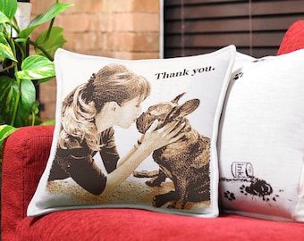 Gestrickte Französische Bulldogge Kissen, Benutzerdefinierte Hunde Portrait Kissen, Haustier Erinnerungsgeschenk