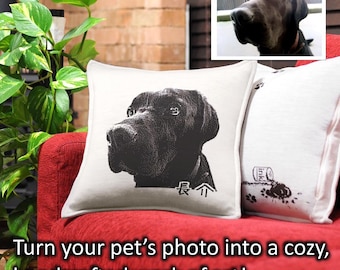Benutzerdefinierte gestricktes Labrador-Kissen, personalisiertes Hundeporträt-Kissen, Haustier-Gedenkgeschenk