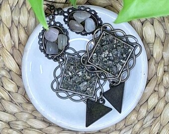 crushed healing stone earrings