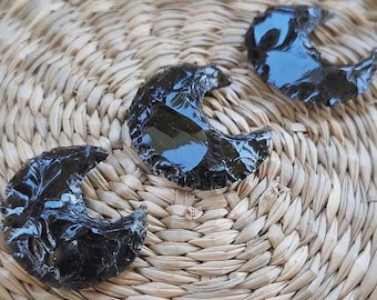black obsidian crescent moon stone