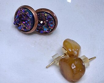 druzy + citrine earring set