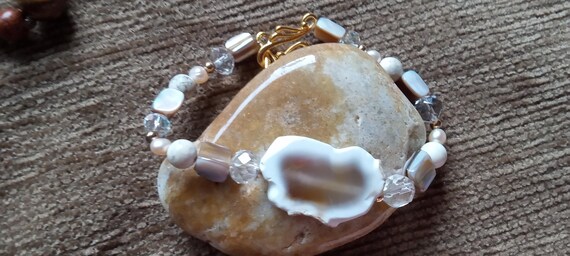 One of a kind, array of genuine pearl, gemstone a… - image 1