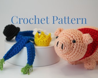 Toy Pig Amigurumi Crochet Pattern INSTANT DOWNLOAD "Piggy Dress Up Party"