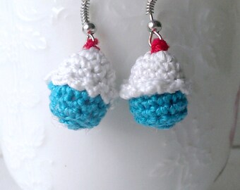 Tiny Cupcake Amigurumi Micro Crocheted Earrings