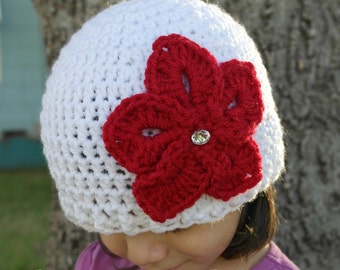 Crocheted Beanie with Flower