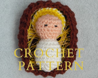 Amigurumi Baby Jesus in Manger Doll PDF Crochet Pattern INSTANT DOWNLOAD "Christ Child"