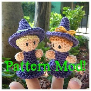 Witch Finger Puppet PDF pattern - MODIFICATIONS ONLY Instant Download