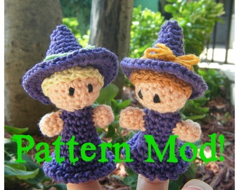 Witch Finger Puppet PDF pattern - MODIFICATIONS ONLY Instant Download