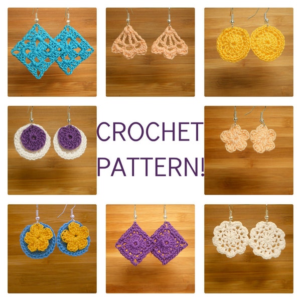 Crocheted Earrings PDF Pattern INSTANT DOWNLOAD "Dainty Dangles"