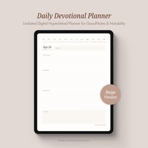 Daily Devotional Minimal Christian iPad Planner Undated Hyperlinked Journal