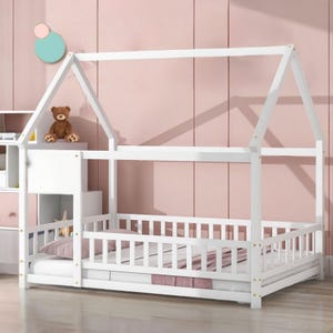 Kids & Babies: Wooden Montessori Canopy Bed, Toddler Bed, Montessori Bed Frame, Montessori Furniture, Children&#39;s Furniture