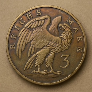 German 3 Reichsmark Coin Replica – Type-8, 32mm Silver Color Copy Coin