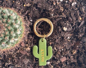 Cactus Clay Pet ID Tag: Desert Dog Accessories Handmade