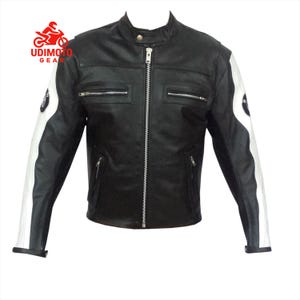 BMW Motorcycle Leather Jacket: Cafe Racer Biker Jacket with CE Padding