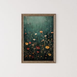 Wildflower Printable, Dark Maximalist Print, Dark Academia Wall Art Decor, Cottagecore Painting, Moody Wildflower Gothic