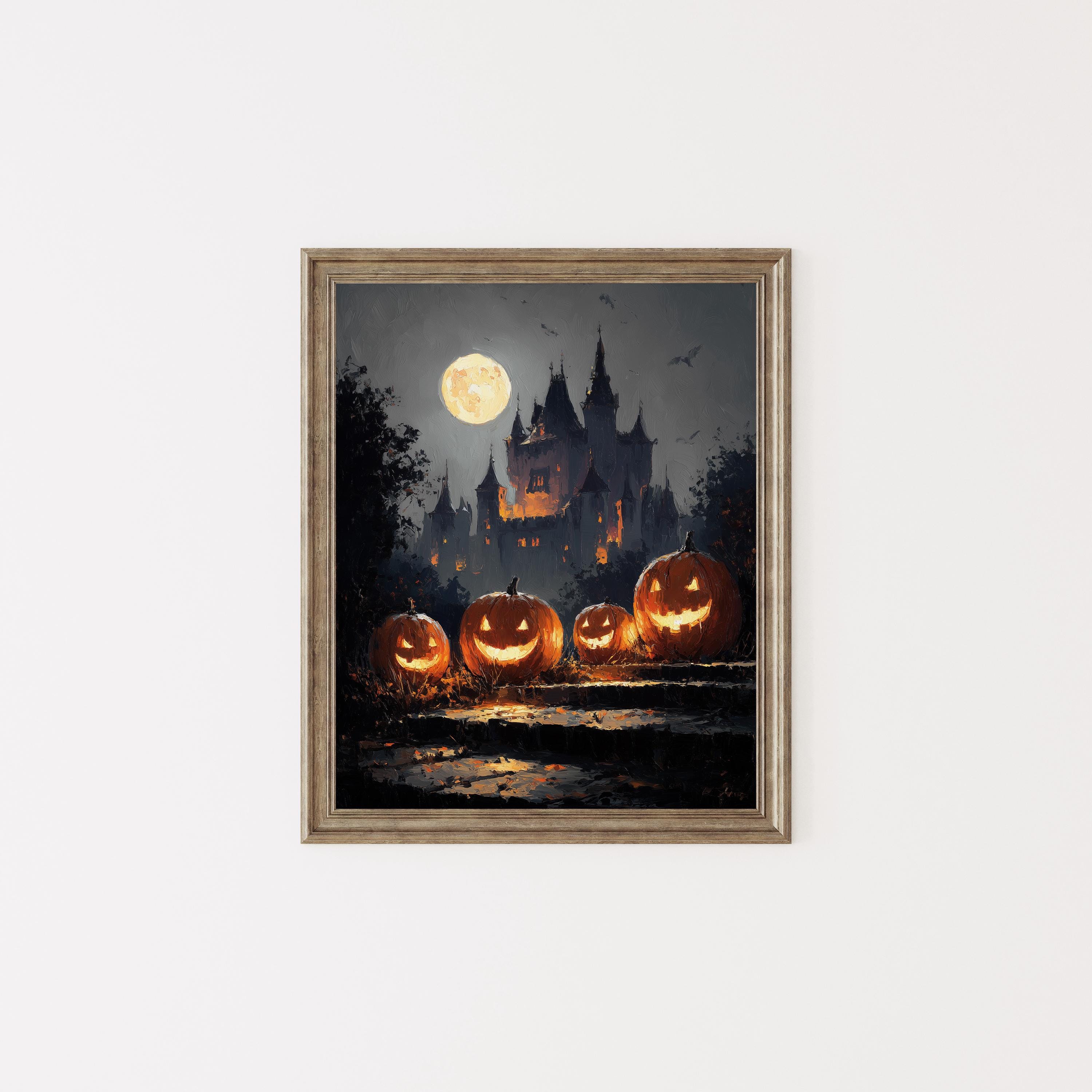 Haunted Castle Print, Halloween Print, Dark Academia Wall Art