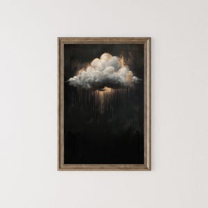 Moody Cloud Printable, Dark Maximalist Print, Dark Academia Wall Art Decor, Night Painting, Gothic Cloud Decor Poster
